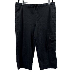 Coldwater Creek Womens Cropped Pants Large 14 / 16 Black Pockets Pull On Comfort